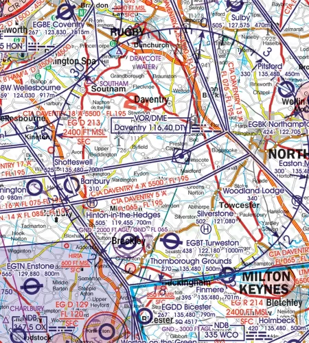 Funknavigationsanlage in 500k auf der ICAO Karte von Großbritannien