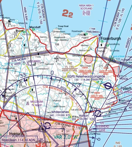 TMZ Transponderpflicht auf der Sichtflugkarte von Großbritannien in 500k