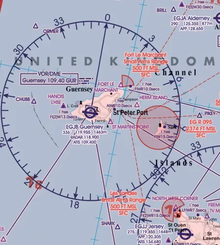 Visual Reference Point auf der ICAO VFR Karte von Großbritannien in 500k