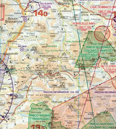 Helikopterlandeplatz auf der 500k ICAO Karte von Italien