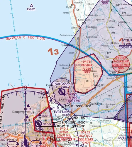 TMA und Flughafen auf der ICAO Karte von Lettland in 500k