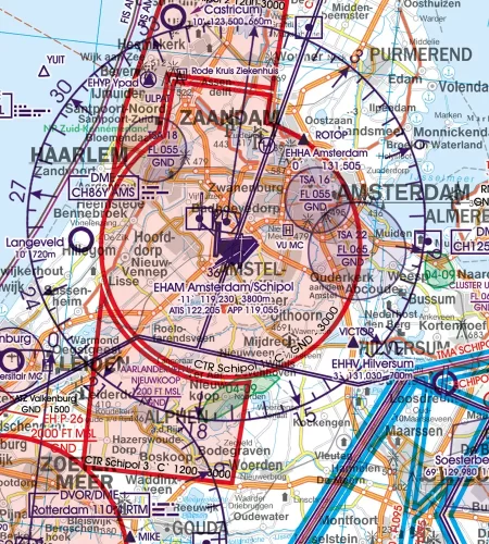 TSA CTR auf der 500k ICAO VFR Karte der Niederlande