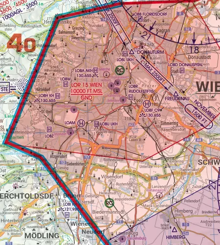 Hubschrauberlandeplatz Krankenhaus auf der Sichtflugkarte von Österreich in 200k