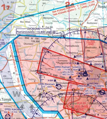 CTR Kontrollzone auf der ICAO Karte von Polen in 500k