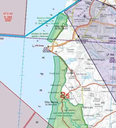 Heliport auf der 500k ICAO Karte von Portugal