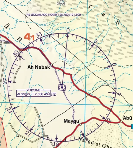 Funknavigationsanlage auf der 500k ICAO Karte von Saudi Arabien