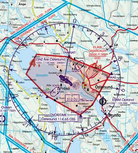 Anflugverfahren auf der VFR Karte von Schweden in 500k