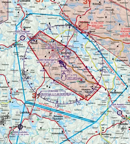 CTR Kontrollzone auf der ICAO Karte von Schweden in 500k