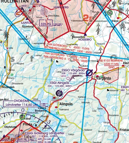 TMA auf der 500k Sichtflugkarte von Schweden