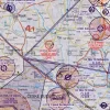 Flugbeschränkungsgebiet auf der Luftfahrtkarte von Tschechien in 500k