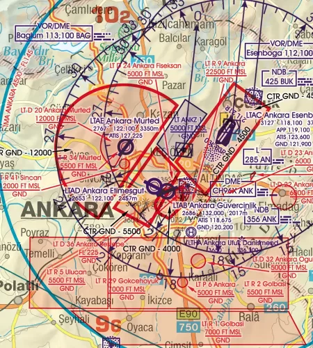 CTR auf der 1000k ICAO Karte von der Türkei