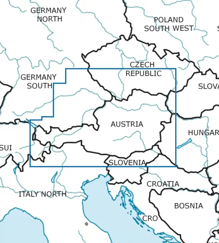 Blattschnitt von Österreich auf der VFR ICAO Karte in 500k