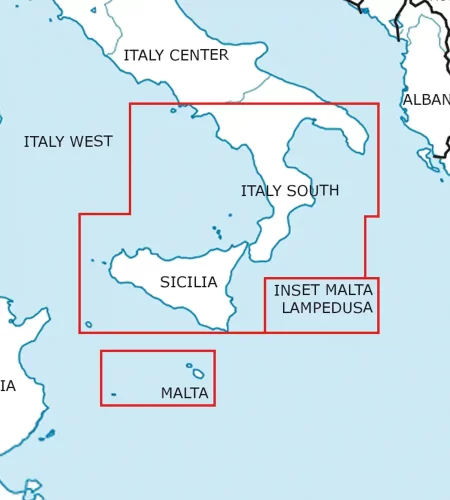 Blattschnitt von Italien Süd auf der ICAO Karte in 500k