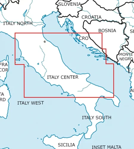 Blattschnitt von Italien Zentrum auf der ICAO Karte in 500k