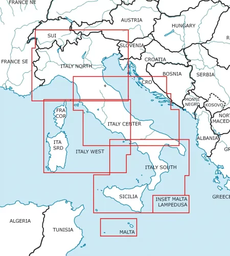 Blattschnitt von Italien auf der VFR ICAO Karte in 500k
