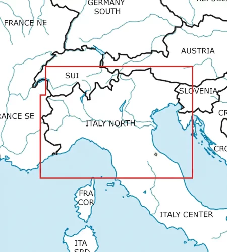 Blattschnitt von Italien Nord auf der ICAO Karte in 500k