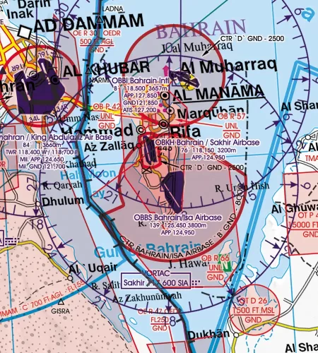 Flughafen auf der 1000k VFR Karte von UAE