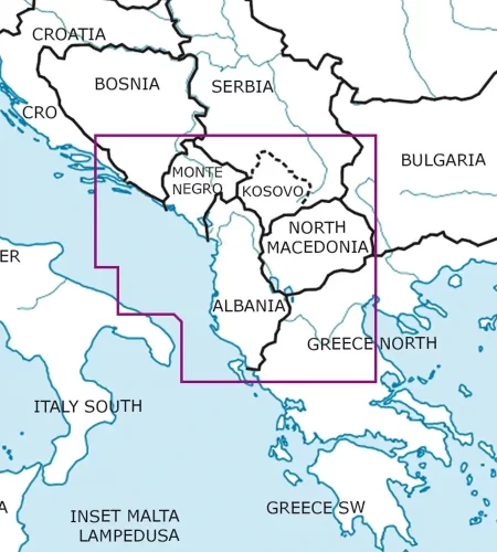 Blattschnitt des Balkan auf der VFR ICAO Karte in 500k