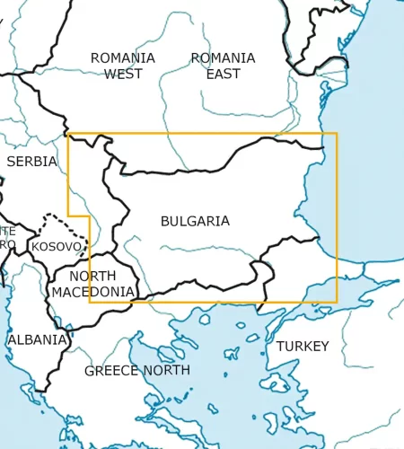 Blattschnitt von Bulgarien auf der VFR ICAO Karte in 500k