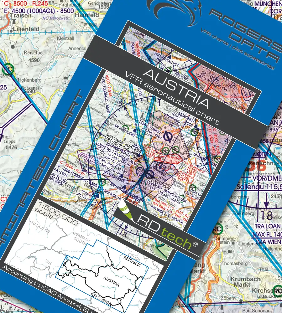 VFR ICAO Sichtflugkarte für Österreich in 500k