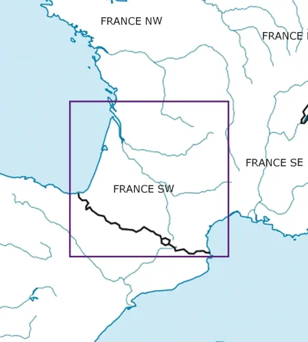 Blattschnitt von Frankreich Süd West in 500k