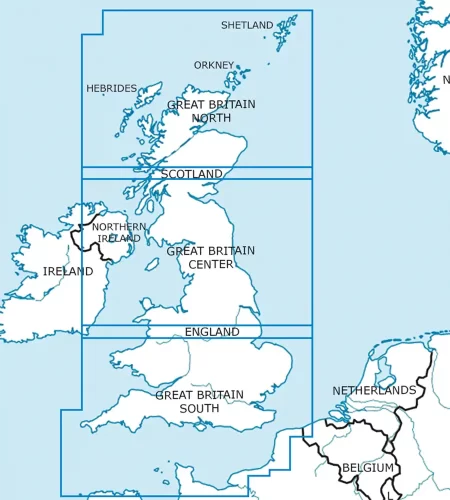 Blattschnitt von Großbritannien auf der VFR ICAO Karte in 500k