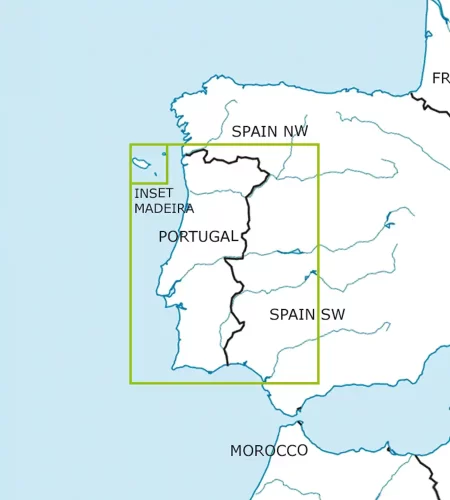 Blattschnitt von Portugal auf der ICAO VFR Karte in 500k