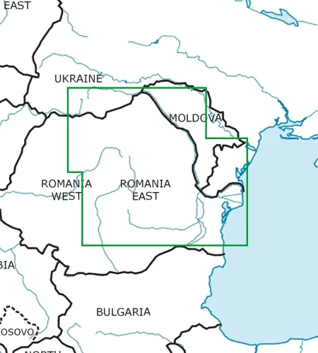 Blattschnitt von Rumänien Ost auf der VFR Karte in 500k