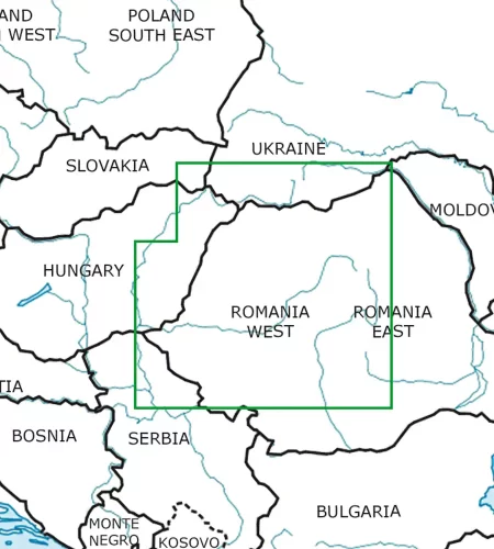 Blattschnitt von Rumänien West auf der VFR karte in 500k