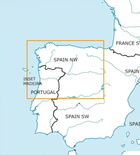 Blattschnitt von Spanien Nord West in 500k