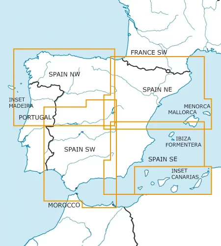 Blattschnitt von Spanien auf der VFR ICAO Karte in 500k
