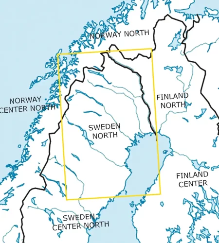 Blattschnitt von Schweden Nord auf der VFR Karte in 500k