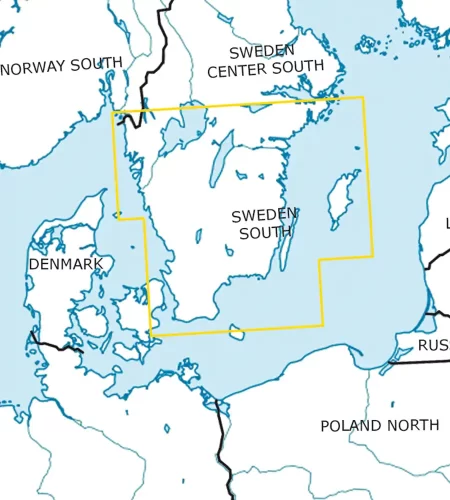 Blattschnitt von Schweden Süd auf der VFR Karte in 500k