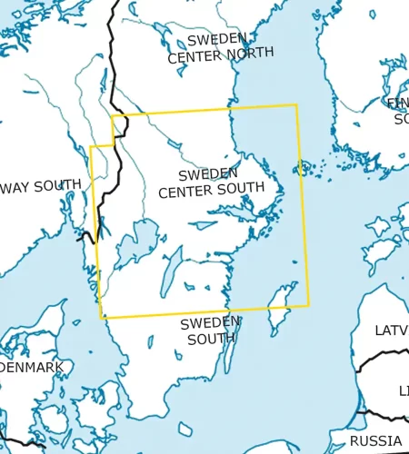 Blattschnitt von Schweden Zentrum Süd auf der VFR Karte in 500k
