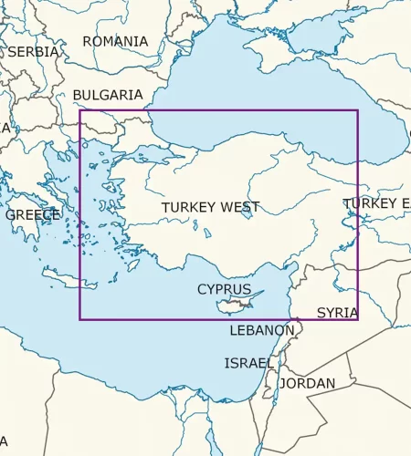 Blattschnitt von der Türkei West auf der VFR Karte in 1000k