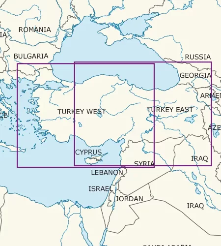 Blattschnitt von der Türkei auf der VFR Karte in 1000k