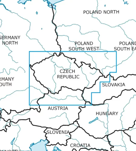 Blattschnitt von Tschechien auf der VFR ICAO Karte in 500k