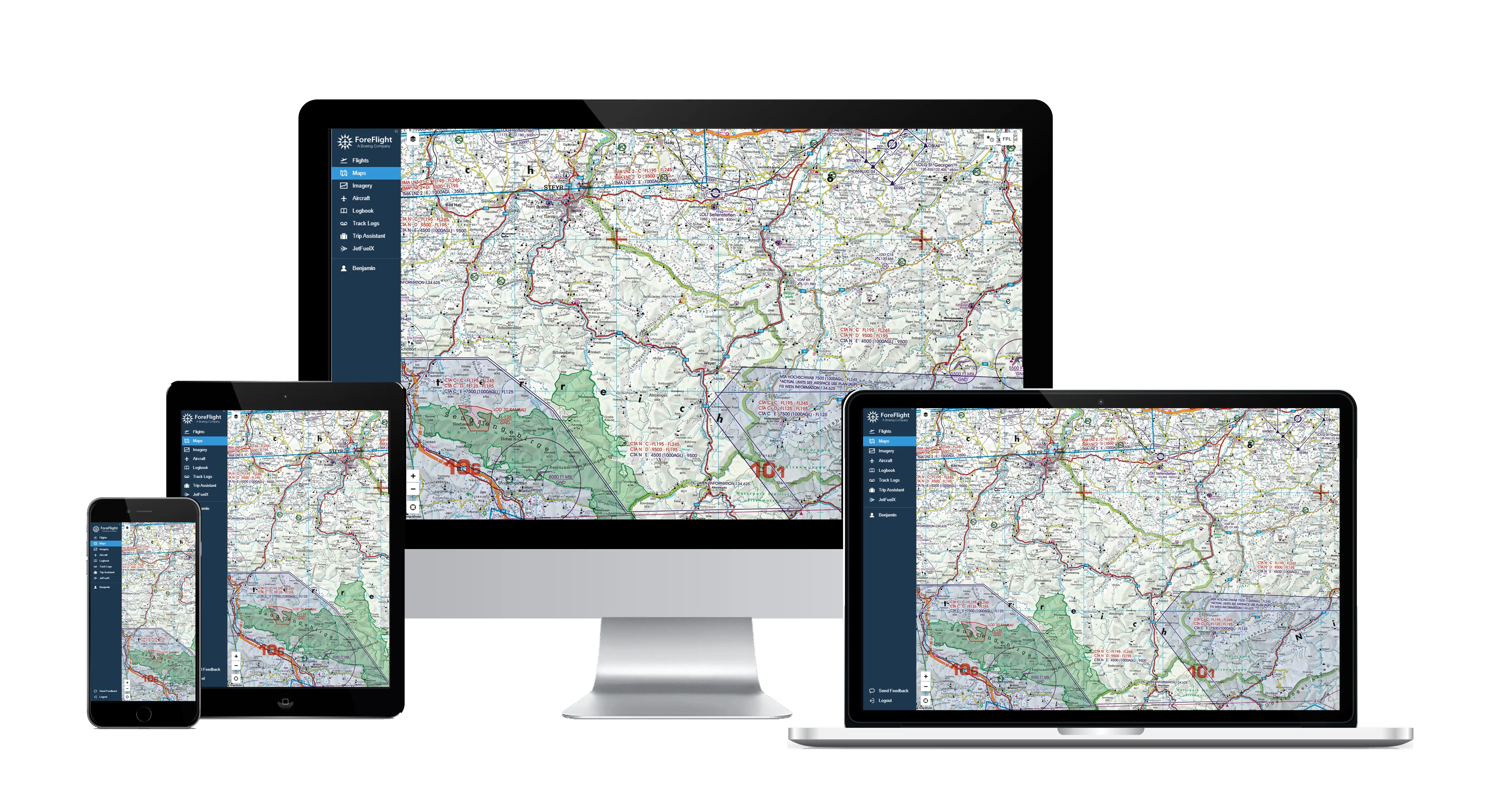 Rogers Data VFR ICAO Karten sind digital verfürgbar.